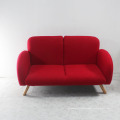 Solid Wood with Wool Fabric Soft Seat Red Sofa Set 2seats